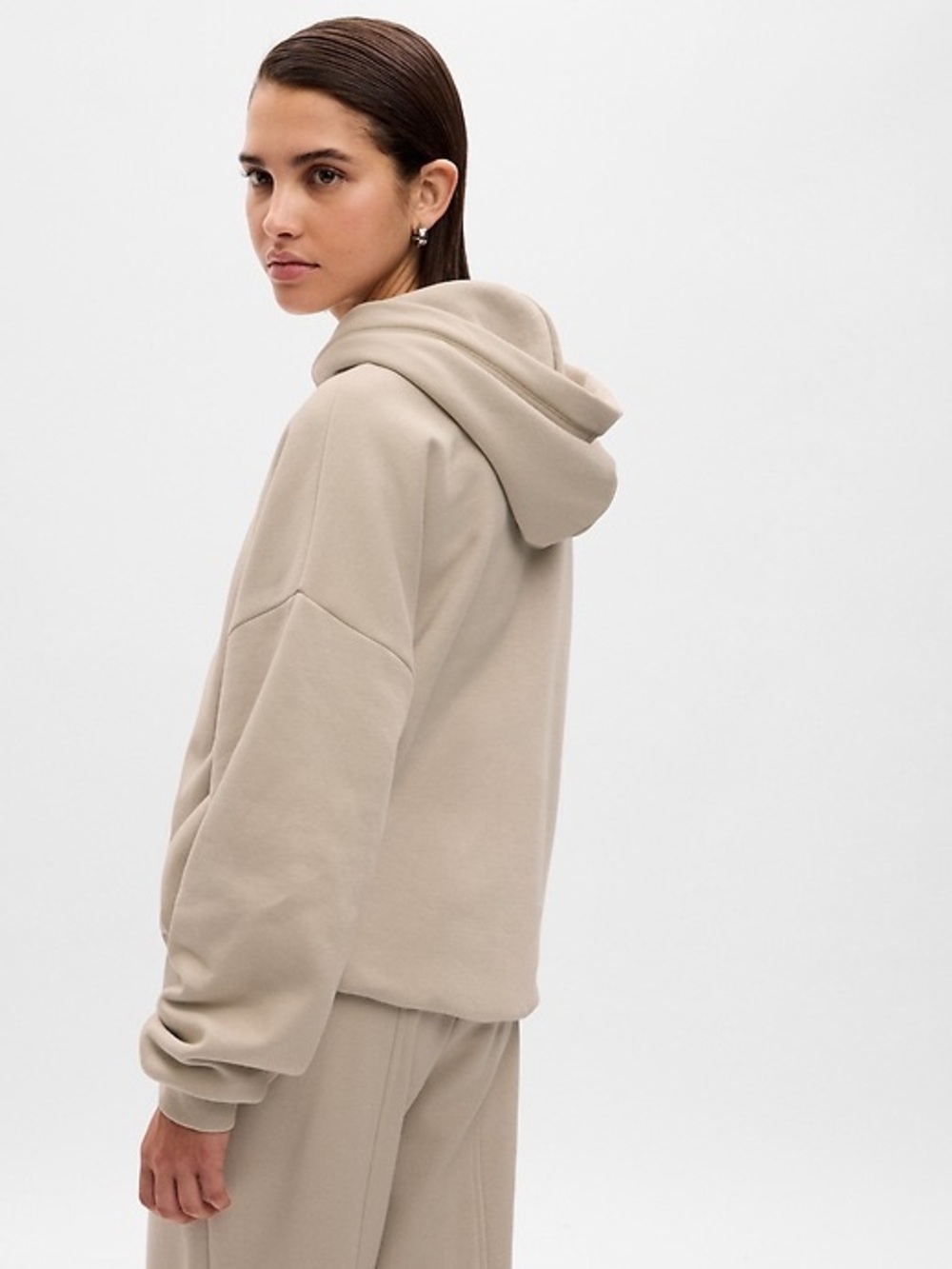 Gap, tan oversized semi cropped hoodie